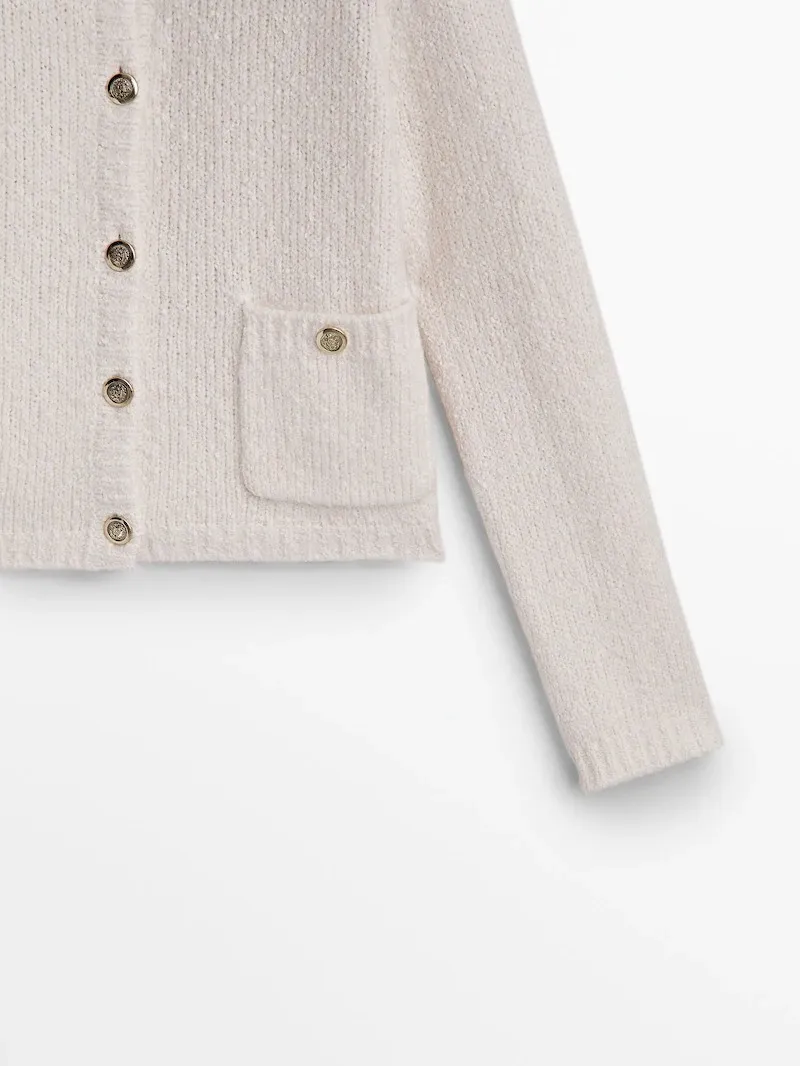 Massimo Dutti  |Casual Style Wool Long Sleeves Plain Cotton Office Style