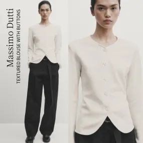 Massimo Dutti  |Textured blouse with buttons