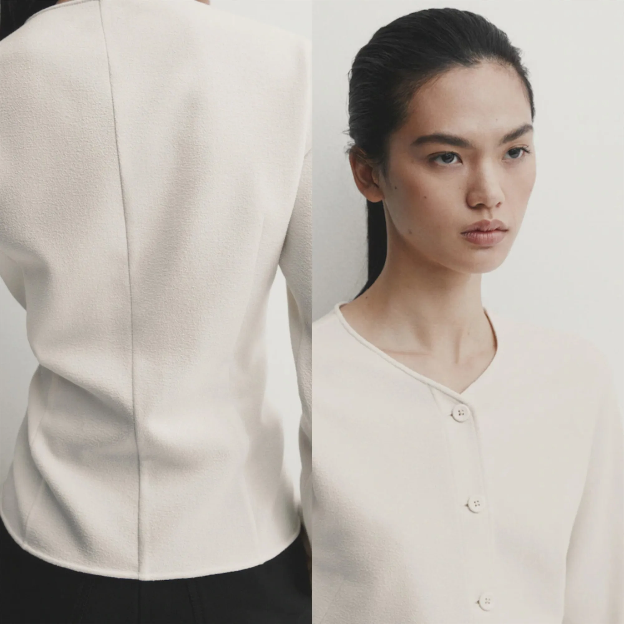 Massimo Dutti  |Textured blouse with buttons