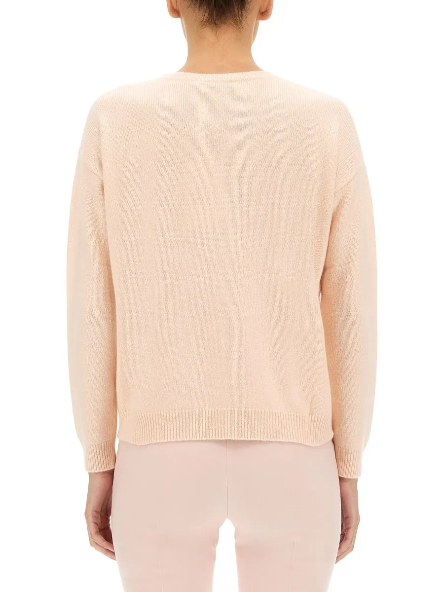 MaxMara  |Long Sleeves Plain Logo V-neck & Crew neck