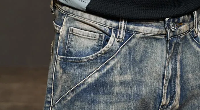 Men's Hip Hop Casual Mid-Waist Straight Leg Baggy Denim Trousers