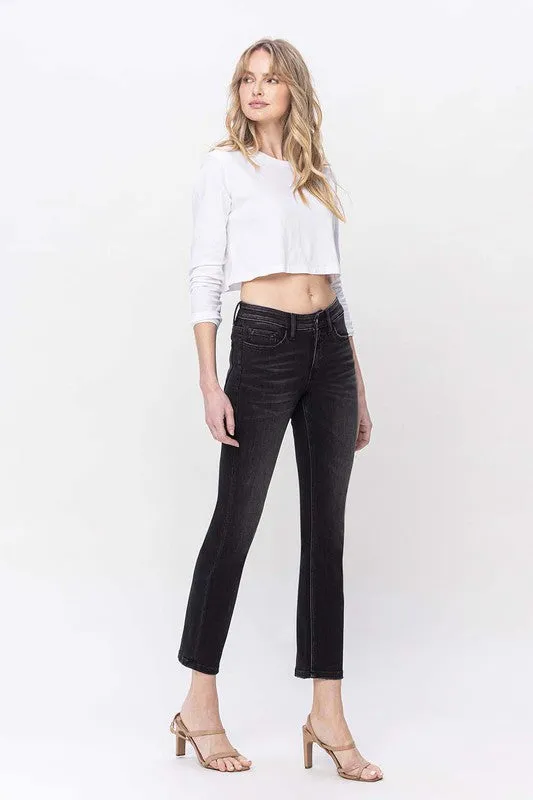 Mia Classic Mid Rise Ankle Slim Straight Jeans