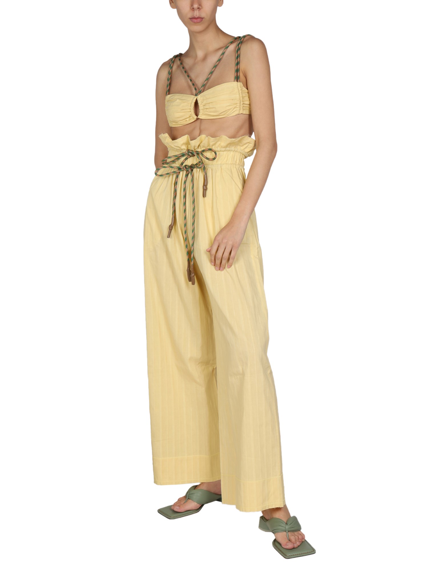 MIISTA    WIDE LEG COTTON PANTS