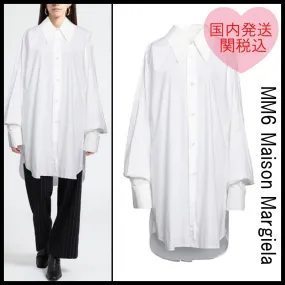 MM6 Maison Margiela  |Long Sleeves Plain Cotton Logo Shirts & Blouses