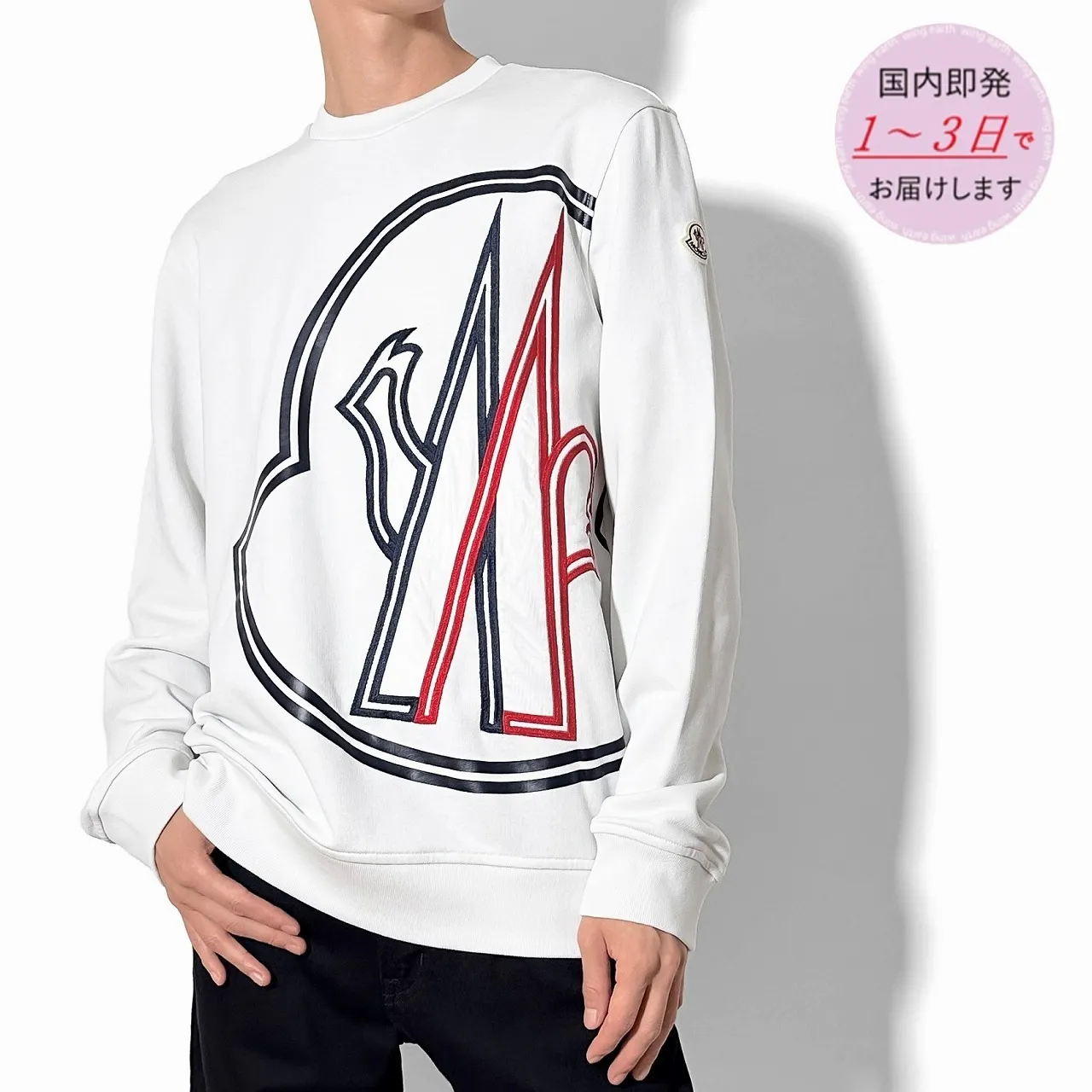 MONCLER  |Crew Neck Street Style Long Sleeves Cotton Logo