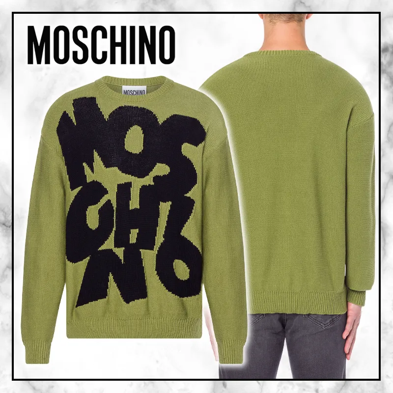 Moschino  |Crew Neck Pullovers Street Style U-Neck Bi-color