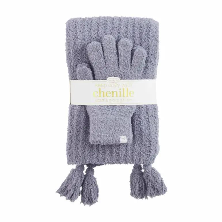 Mudpie Chenille Scarf & Glove Set