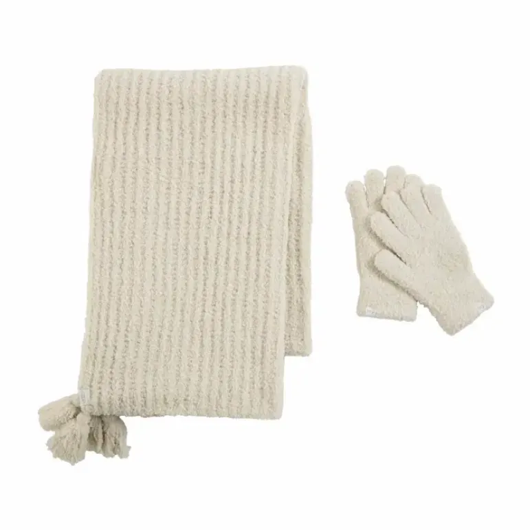 Mudpie Chenille Scarf & Glove Set