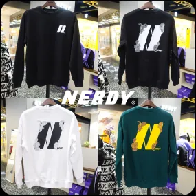 NERDY  |Unisex Street Style Long Sleeves Logo