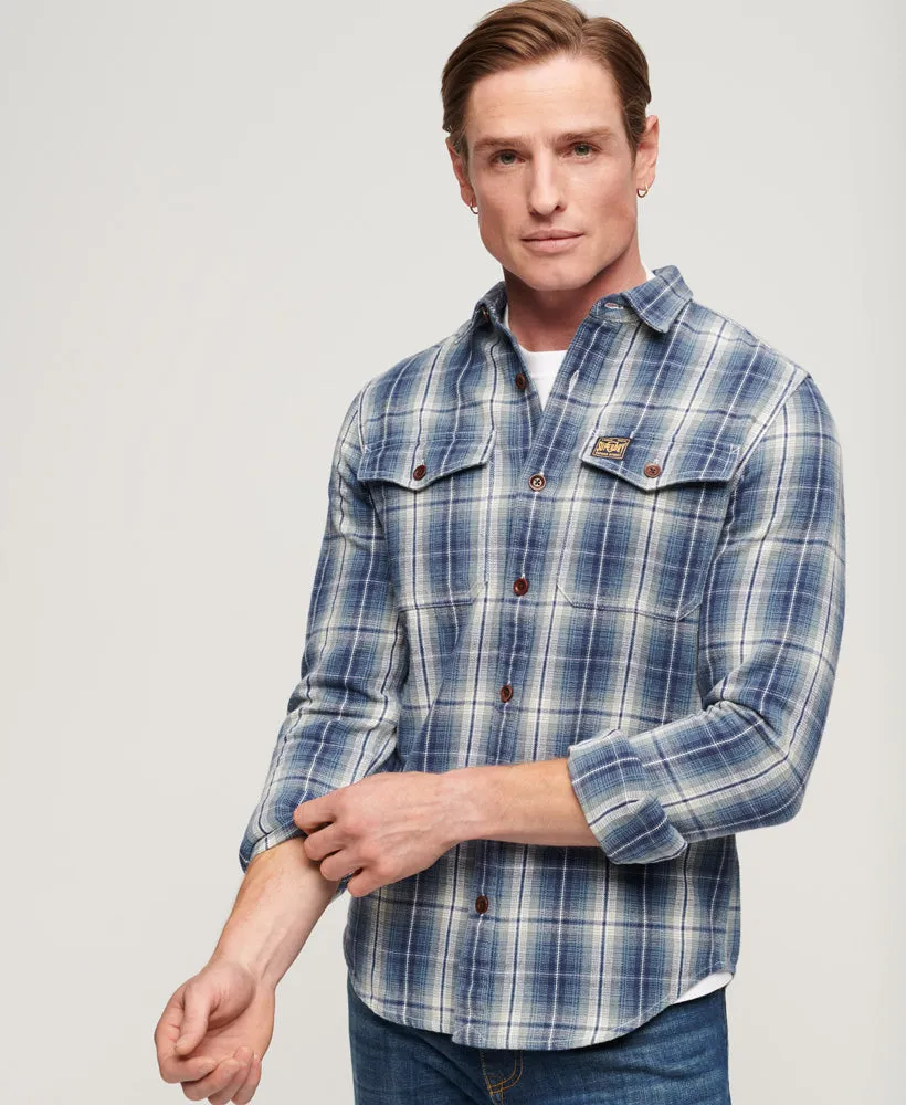 Organic Cotton Worker Check Shirt | Denim Blue Check