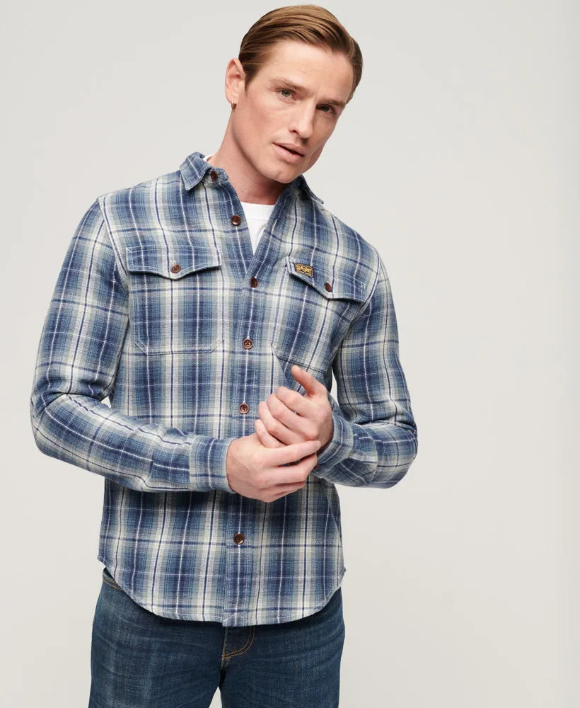 Organic Cotton Worker Check Shirt | Denim Blue Check