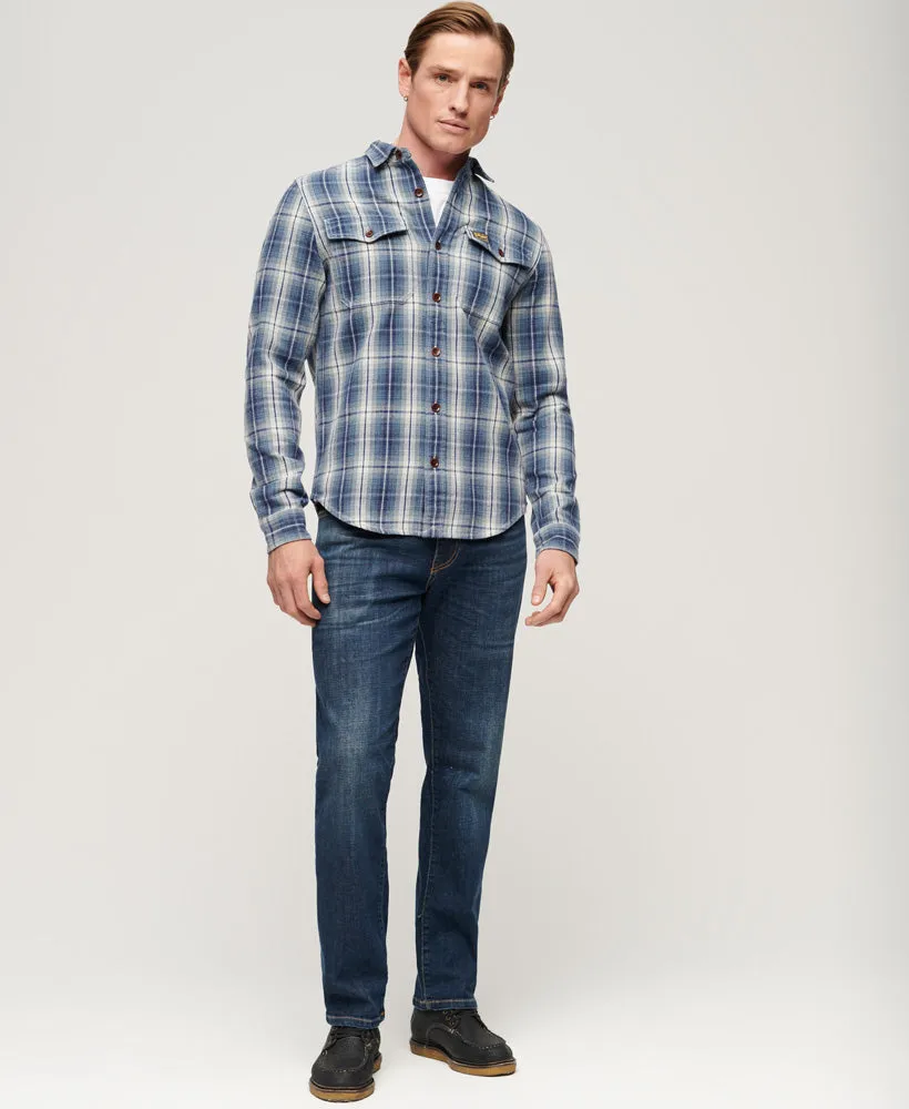 Organic Cotton Worker Check Shirt | Denim Blue Check