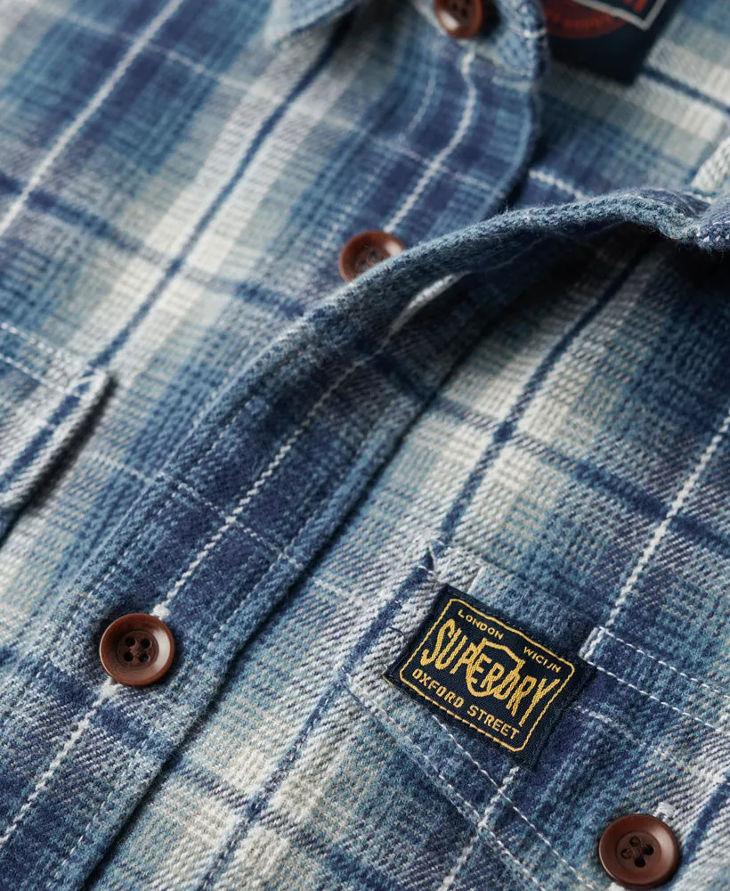 Organic Cotton Worker Check Shirt | Denim Blue Check