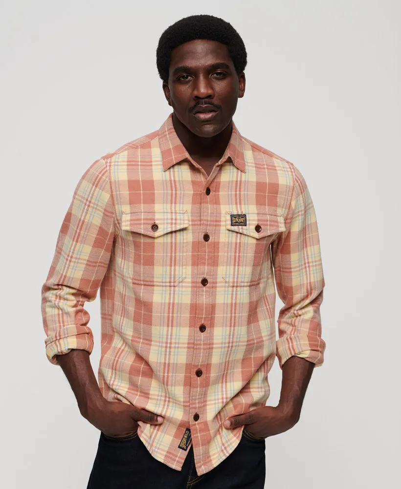 Organic Cotton Worker Check Shirt | Ranch Clay Orange Check