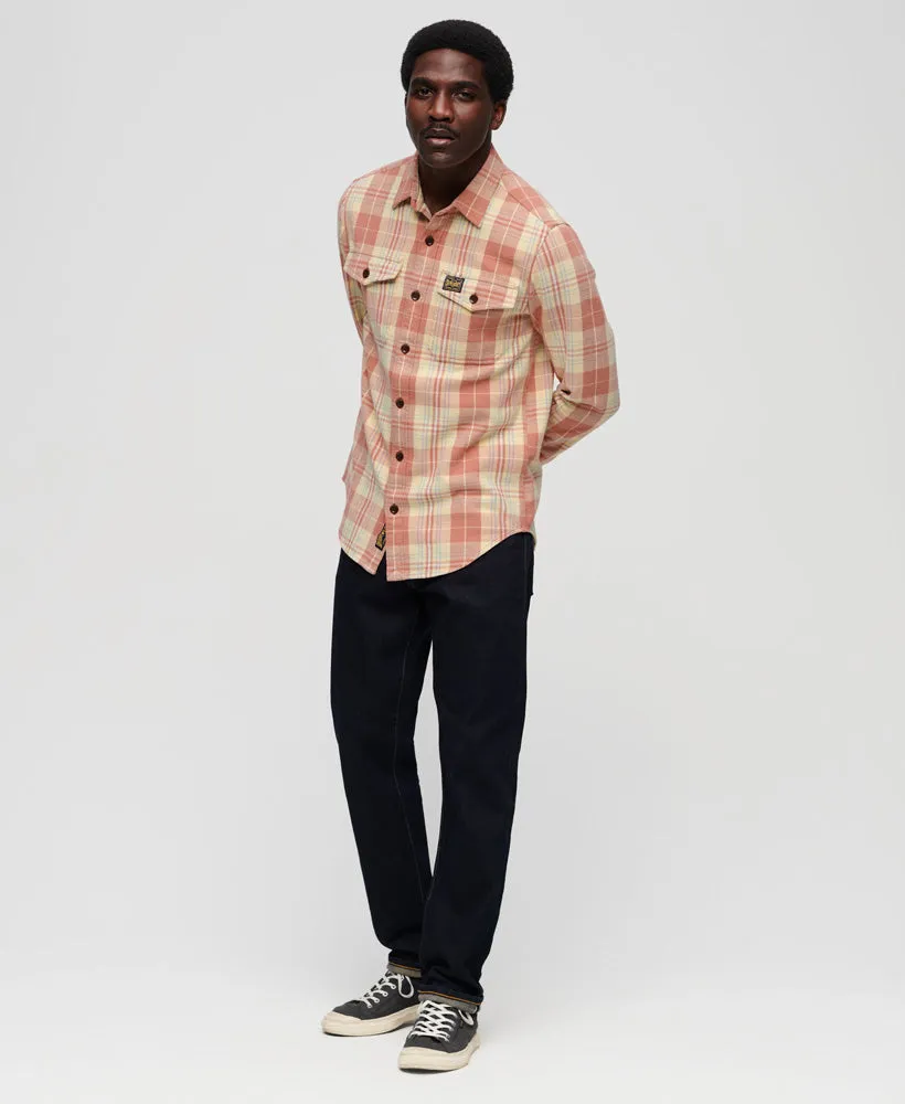 Organic Cotton Worker Check Shirt | Ranch Clay Orange Check