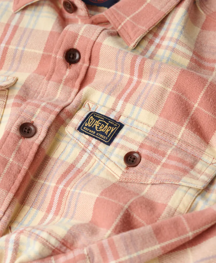 Organic Cotton Worker Check Shirt | Ranch Clay Orange Check