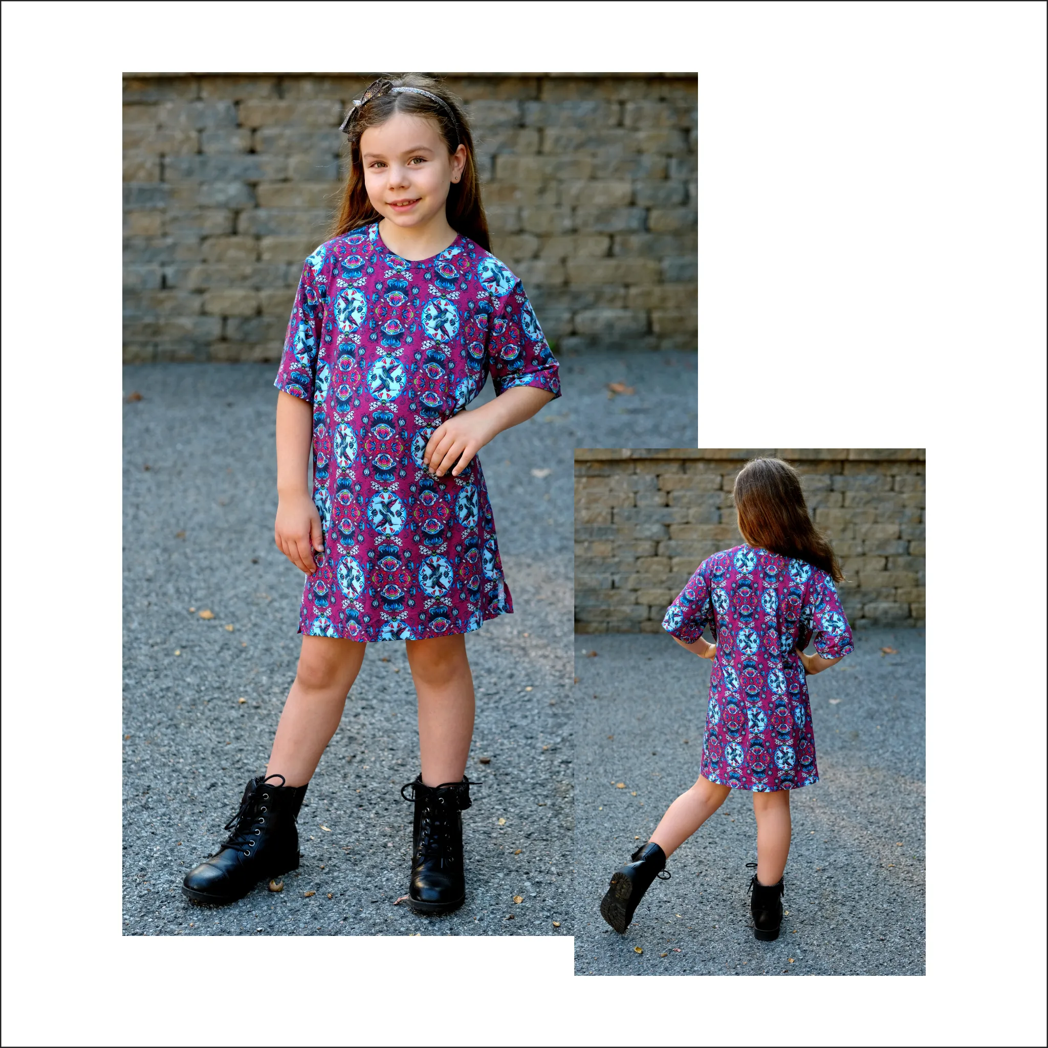 Oversized Tee Shirt Dress | Kids Sizes 12M-14 | Beginner Sewing Pattern