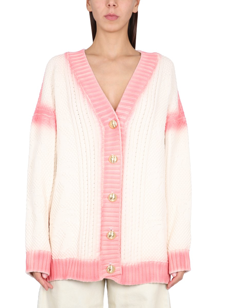 PALM ANGELS    PATENT LEATHER EFFECT PALM CARDIGAN