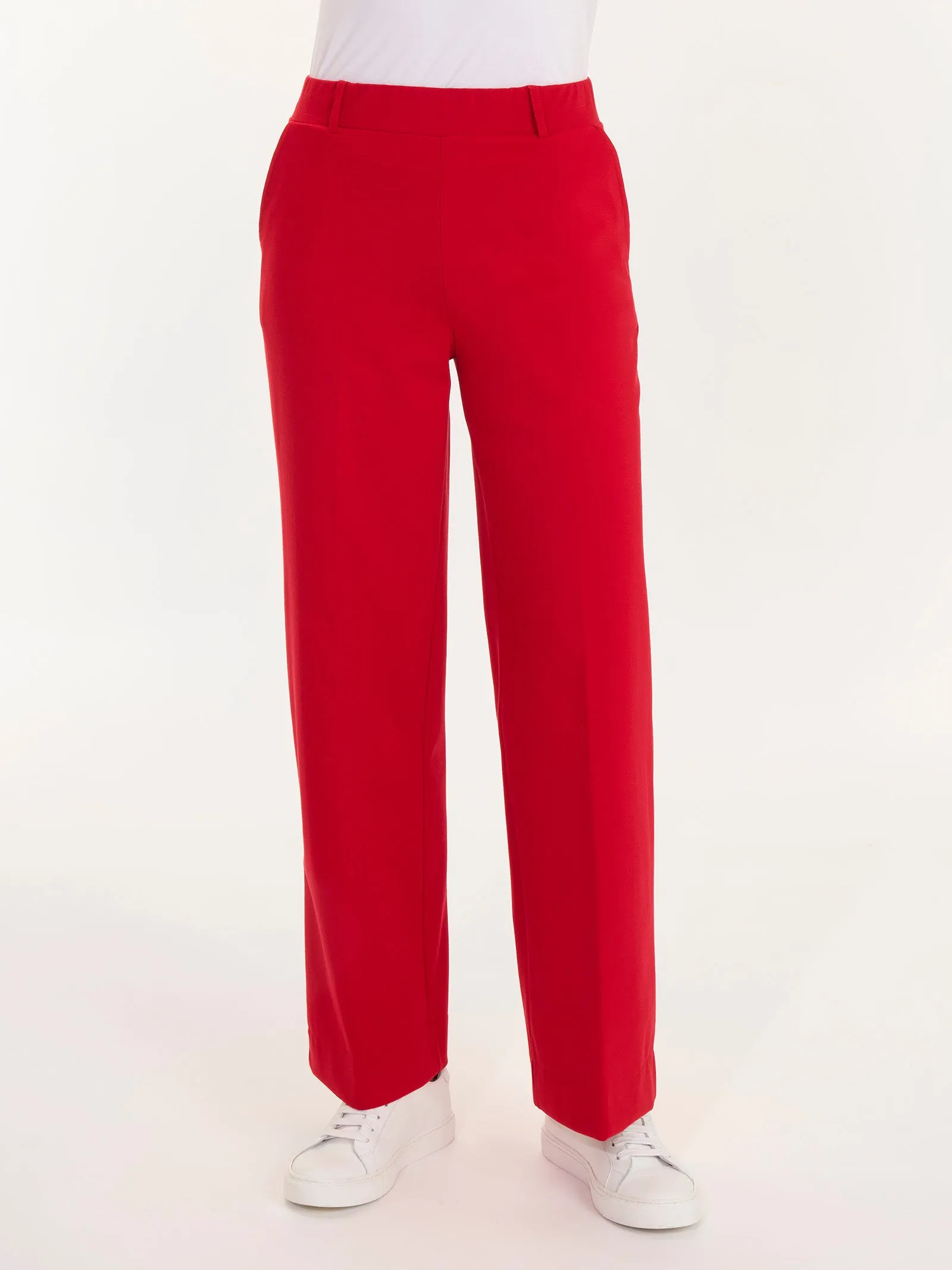 Pantalone ampio alla caviglia con tasche in Compact Light - Dewberry