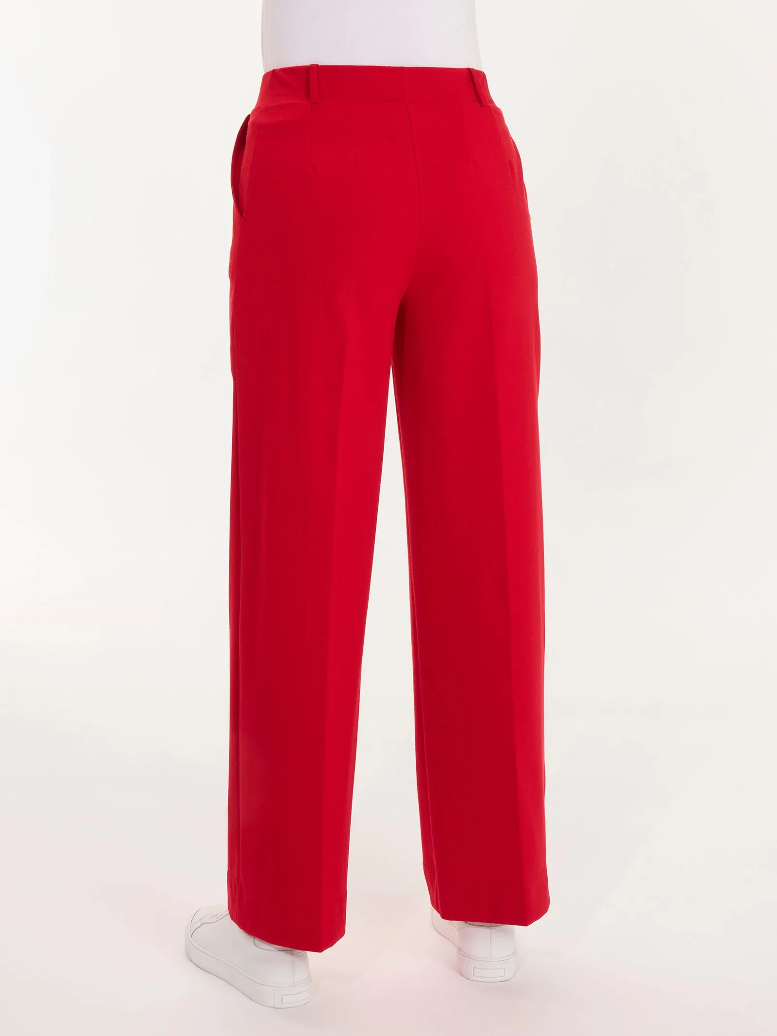 Pantalone ampio alla caviglia con tasche in Compact Light - Dewberry