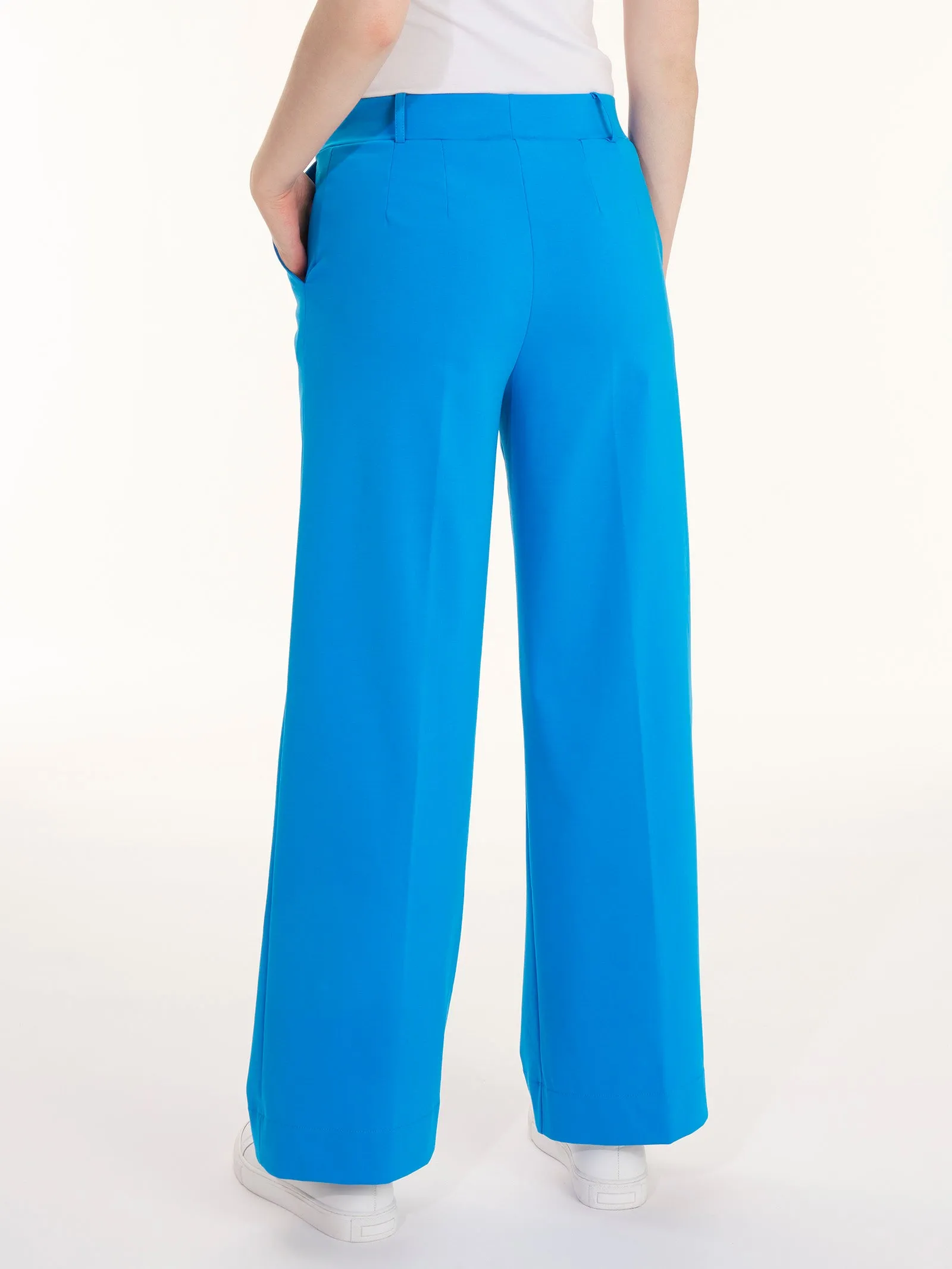 Pantalone ampio alla caviglia con tasche in Compact Light - Ibiza Blue