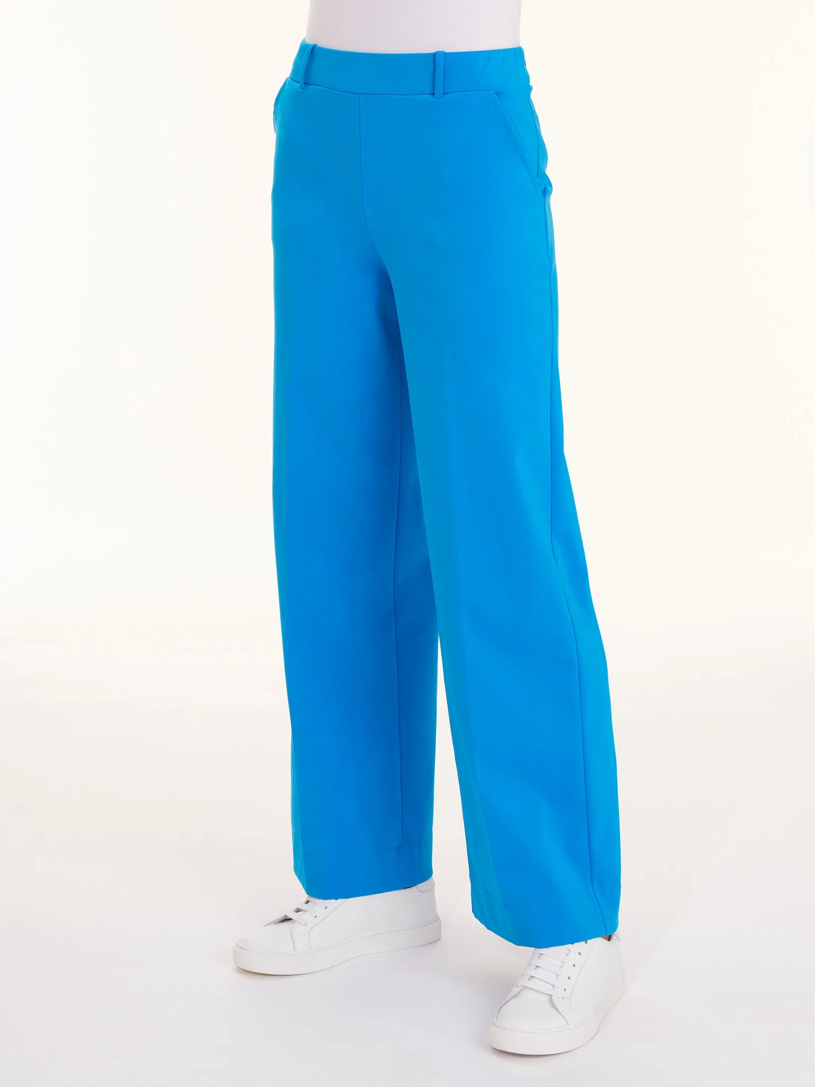 Pantalone ampio alla caviglia con tasche in Compact Light - Ibiza Blue