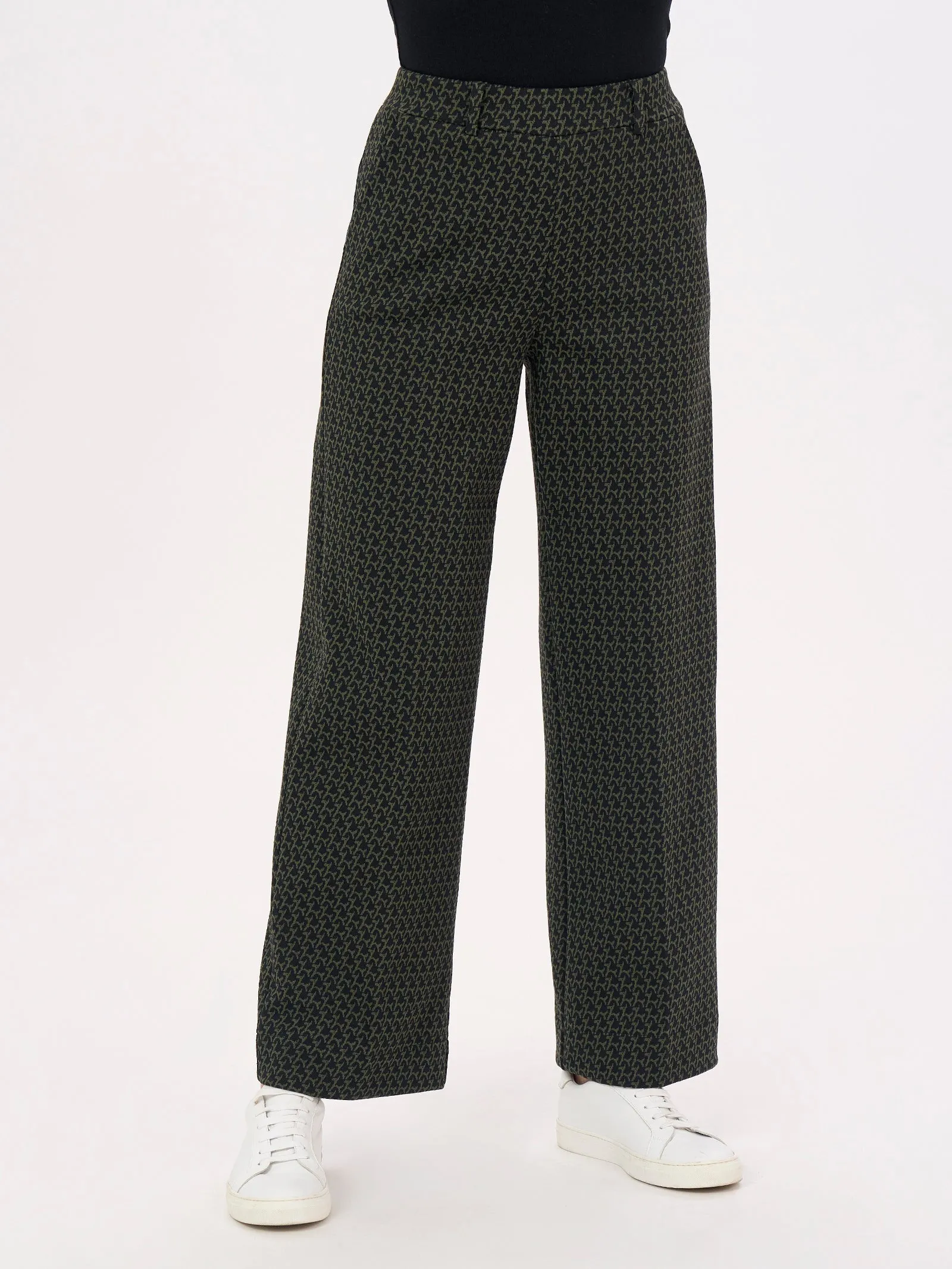 Pantalone ampio in tessuto Eco Jacquard - Fant. Kombu Green