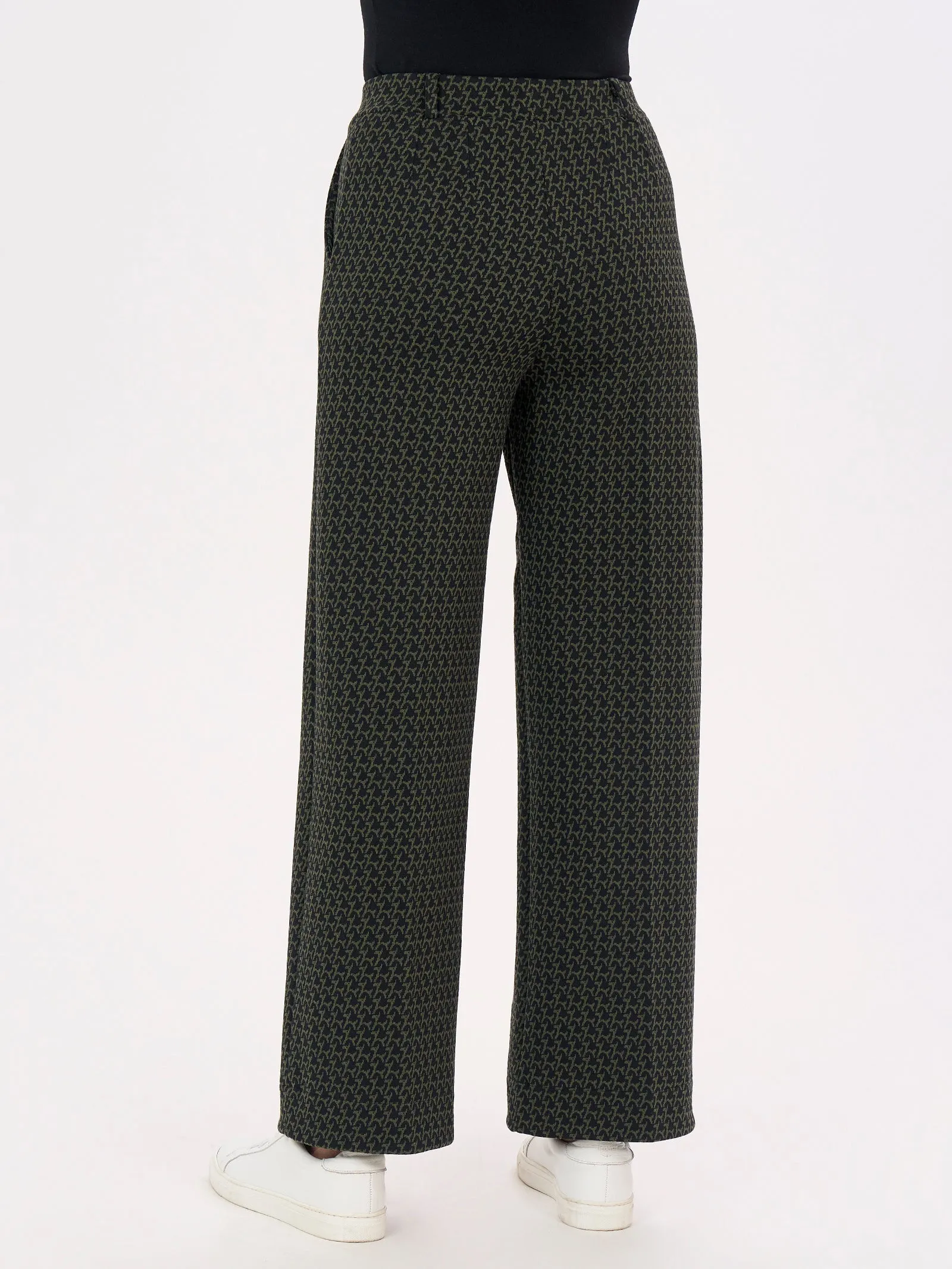 Pantalone ampio in tessuto Eco Jacquard - Fant. Kombu Green