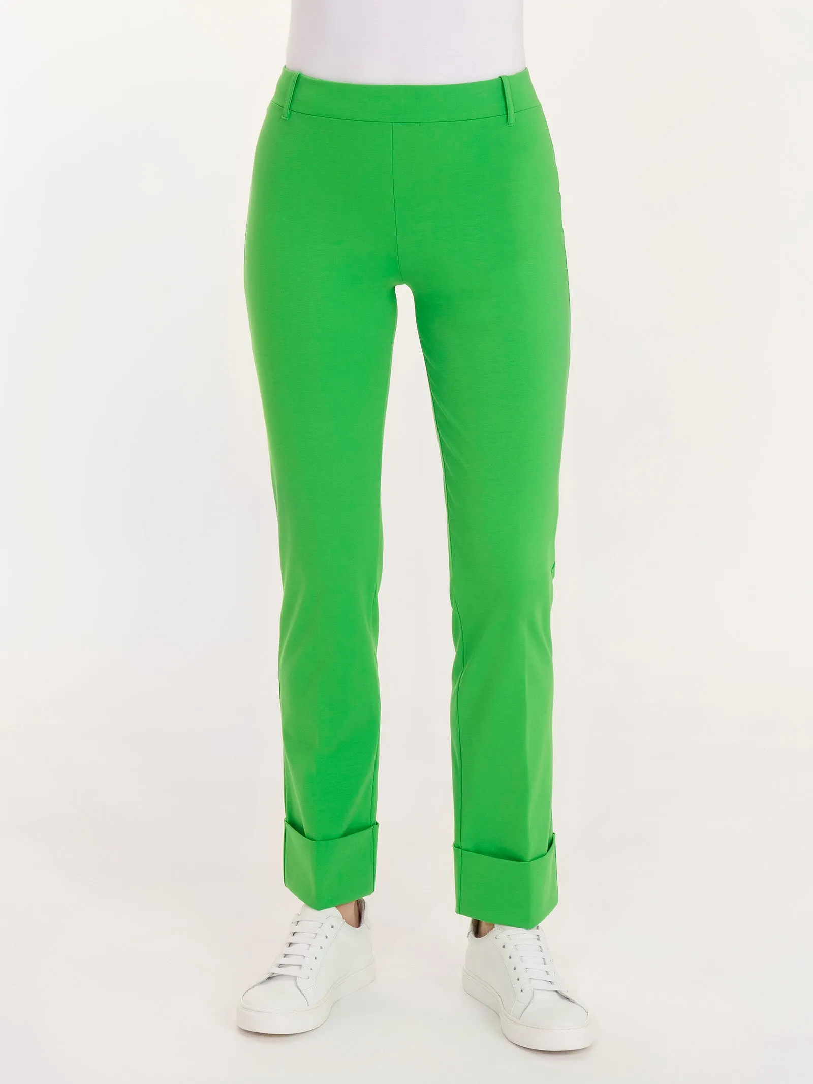 Pantalone slim dritto in Compact Light - Classic Green