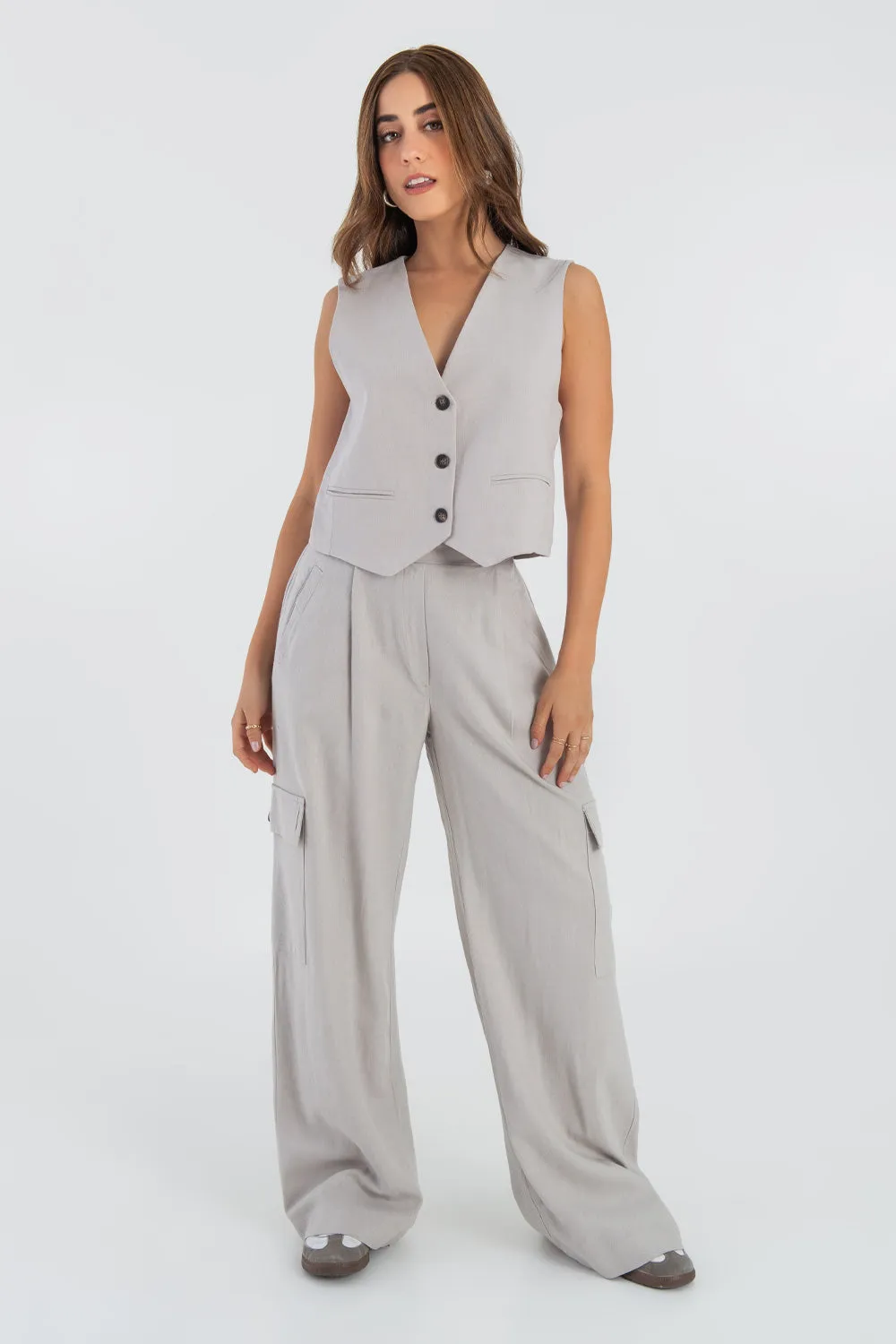 Pantalón cargo de tiro alto fit wide leg