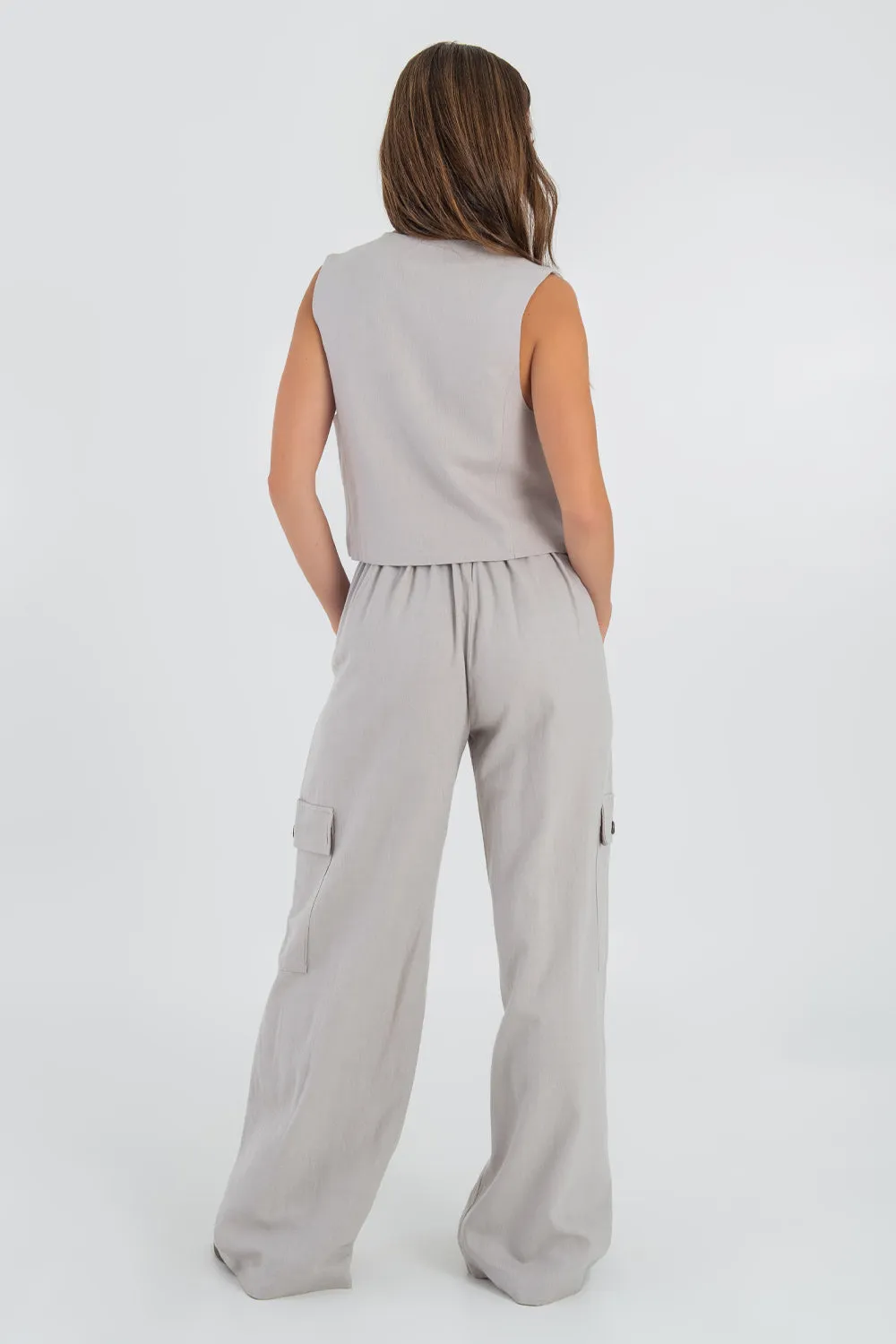 Pantalón cargo de tiro alto fit wide leg