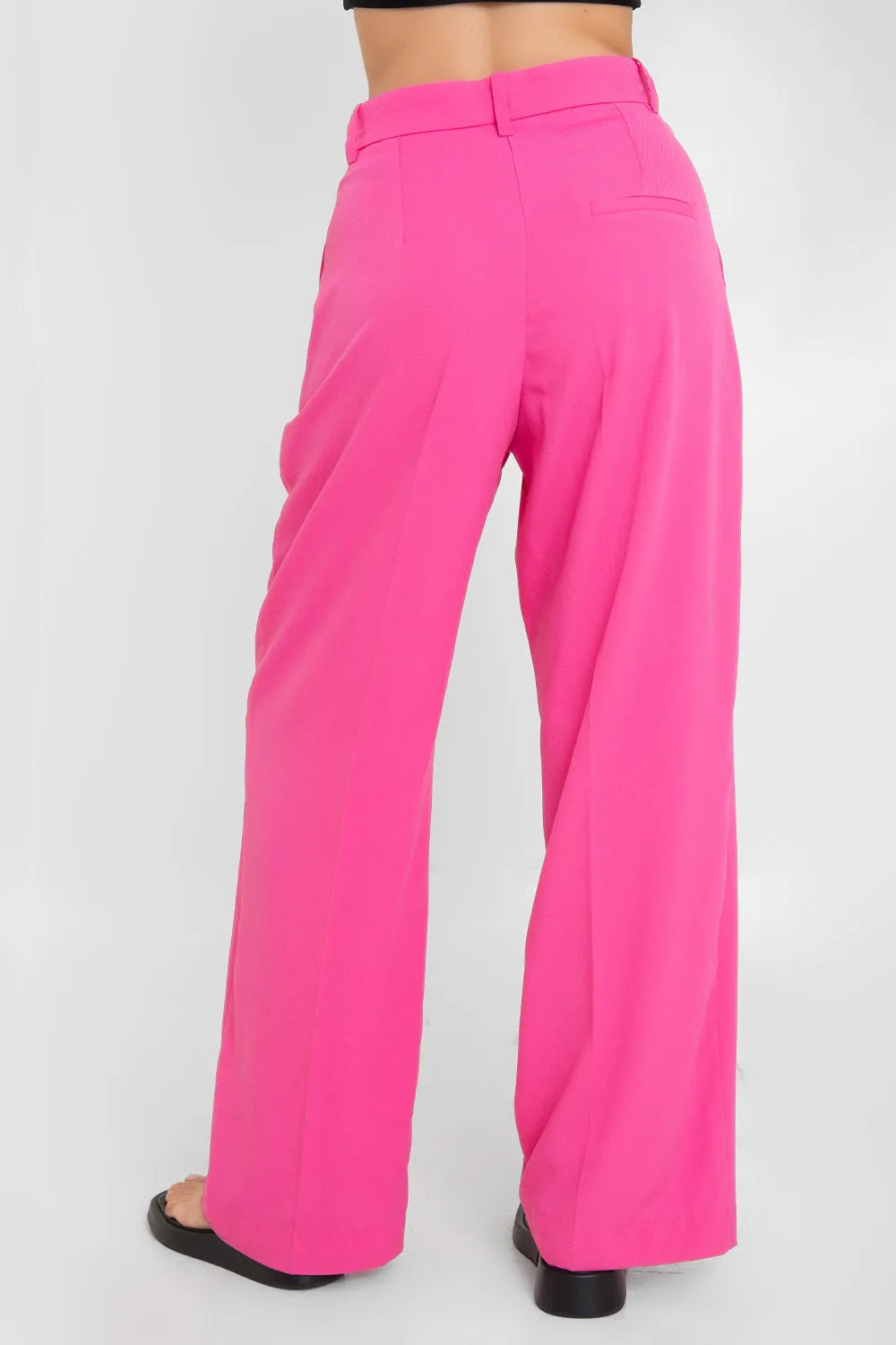 Pantalón de tiro alto fit wide leg con pinzas