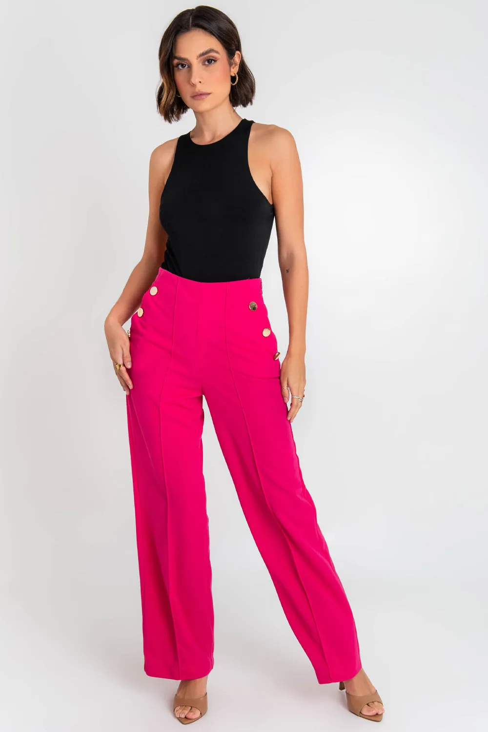 Pantalón marinero wide leg con raya