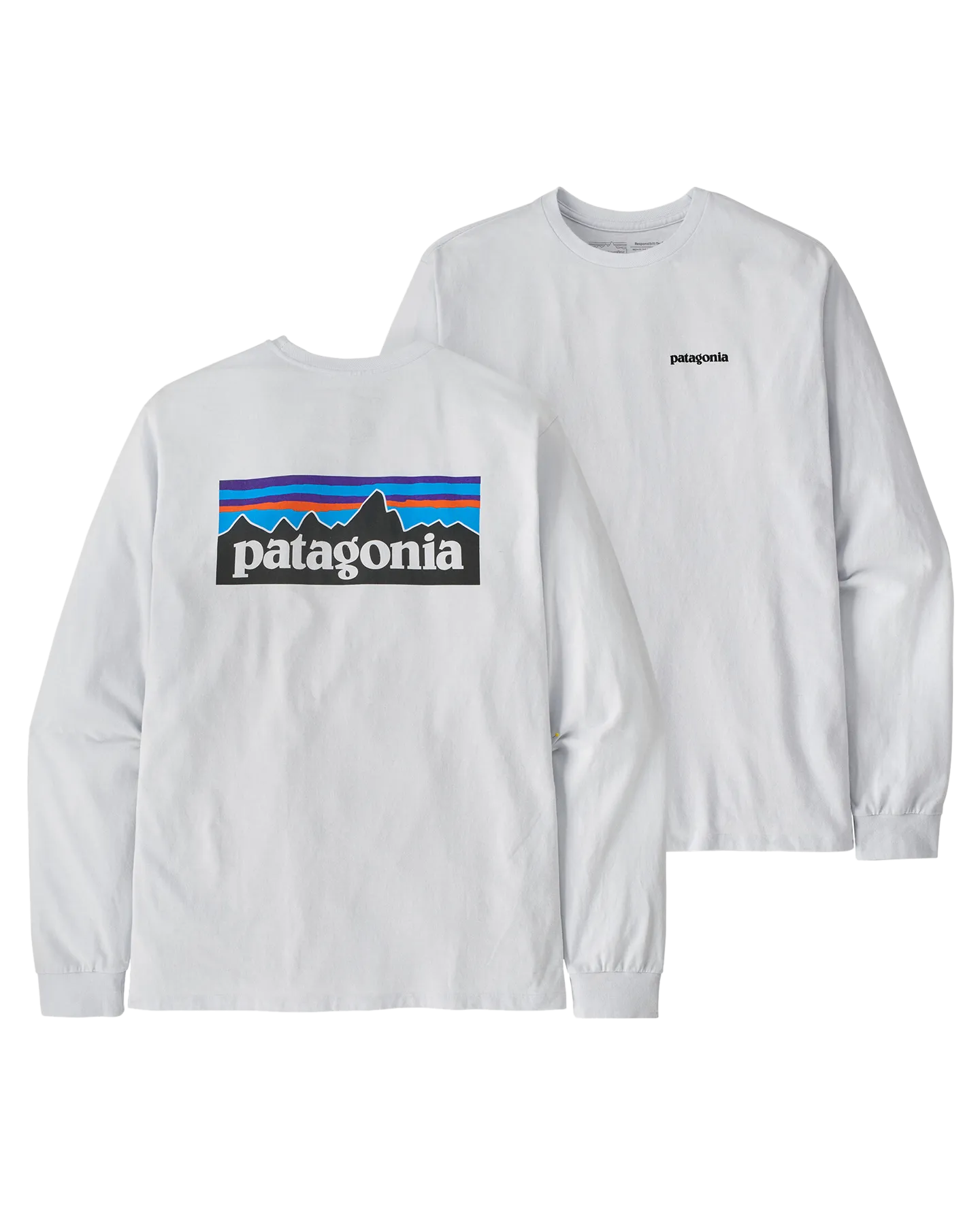 Patagonia Long Sleeve P-6 Logo Responsibili-Tee - White