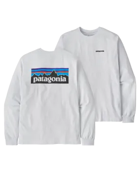 Patagonia Long Sleeve P-6 Logo Responsibili-Tee - White