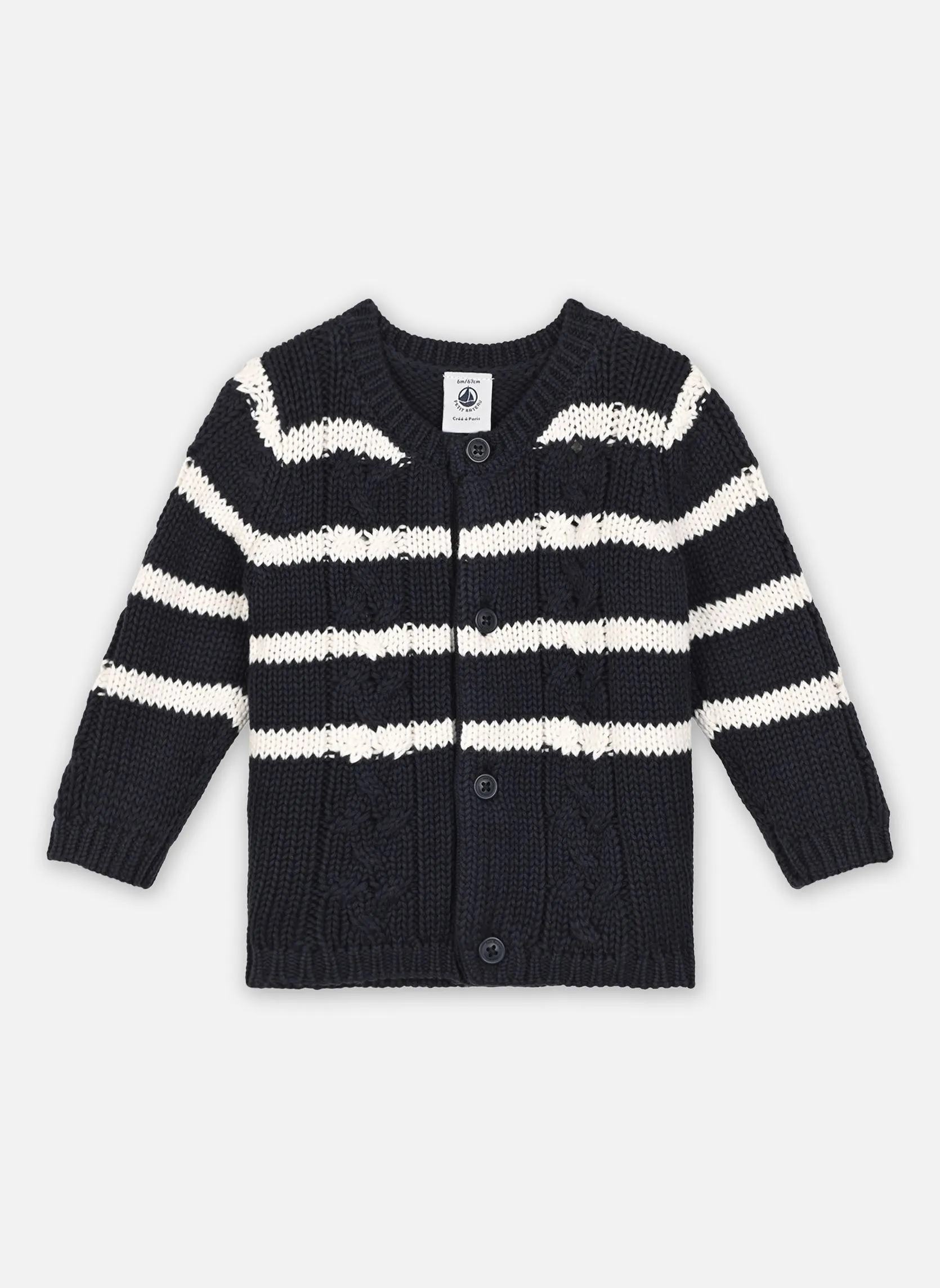 Petit BateauBaza - Cardigan Torsadé - Bébé Garçon - Nero