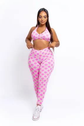 Pink big dots Leggings (Light Supplex)