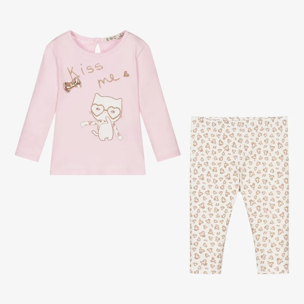 Pink Cat Leggings Set