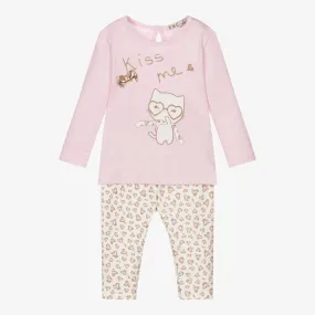 Pink Cat Leggings Set