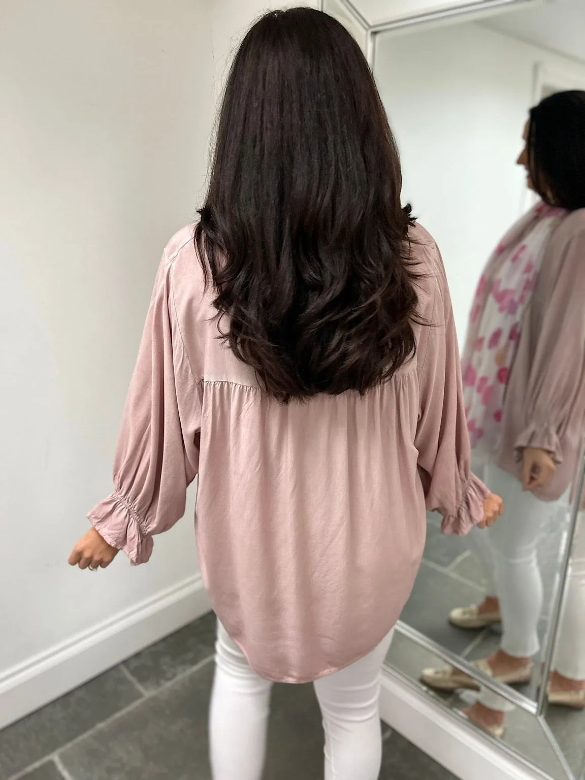 Pink Lightweight Frill Sleeve Top Felicity