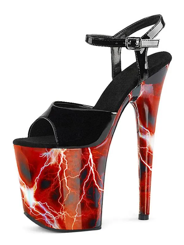 Pole Dance Shoes Women's Sexy Sandals Print Platform Exotic Heels in Red