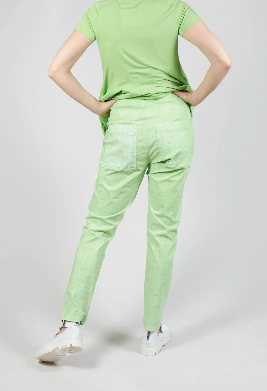 Pull On Fitted Trousers in Lime Print