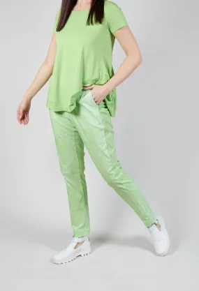 Pull On Fitted Trousers in Lime Print