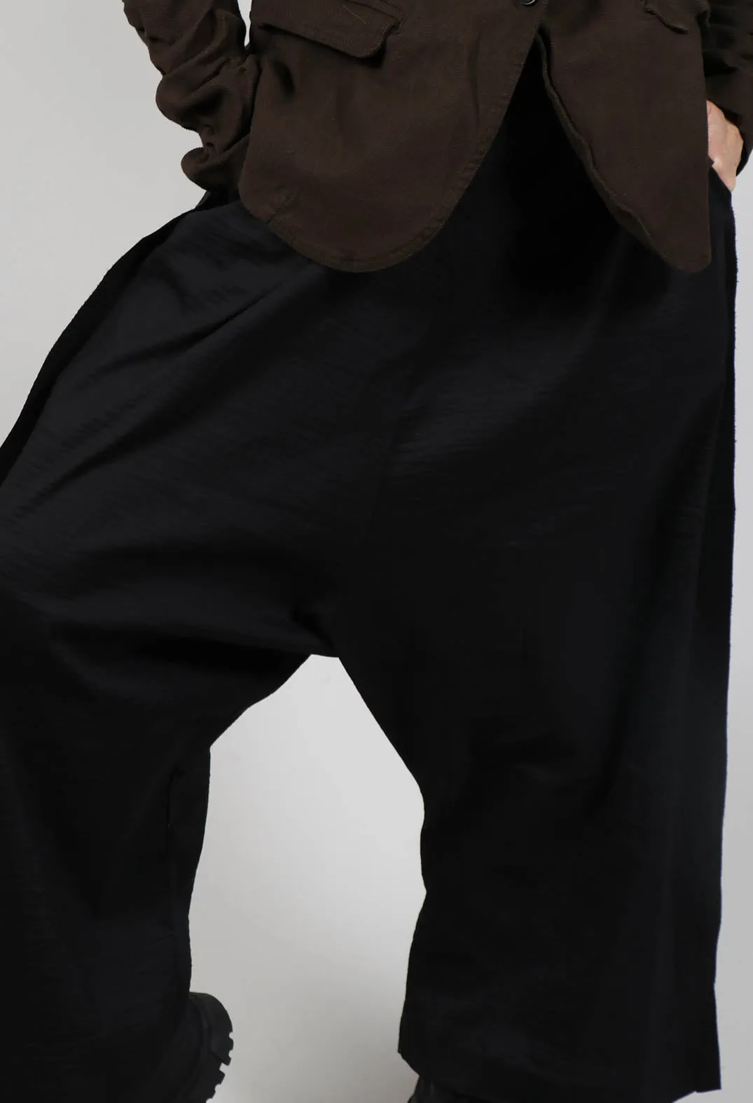 Pull On Wide Leg Trousers in Black