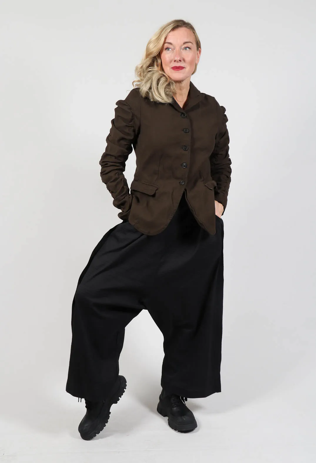 Pull On Wide Leg Trousers in Black