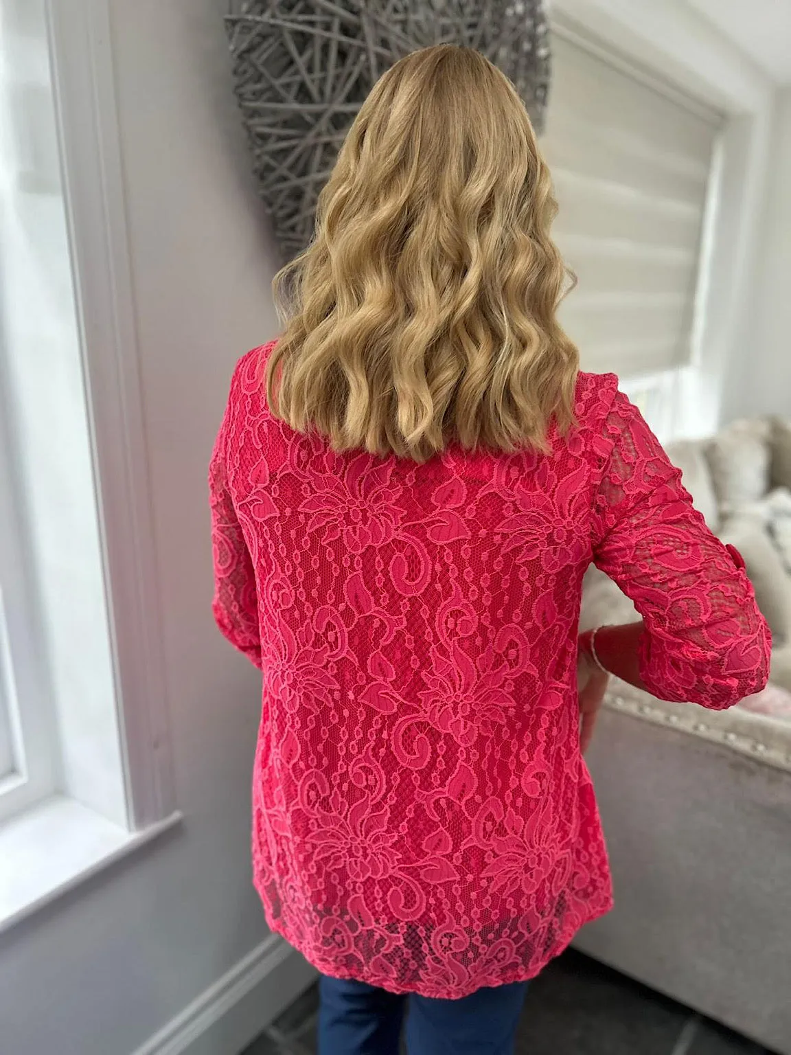 Raspberry Floral Lace Top Charlie