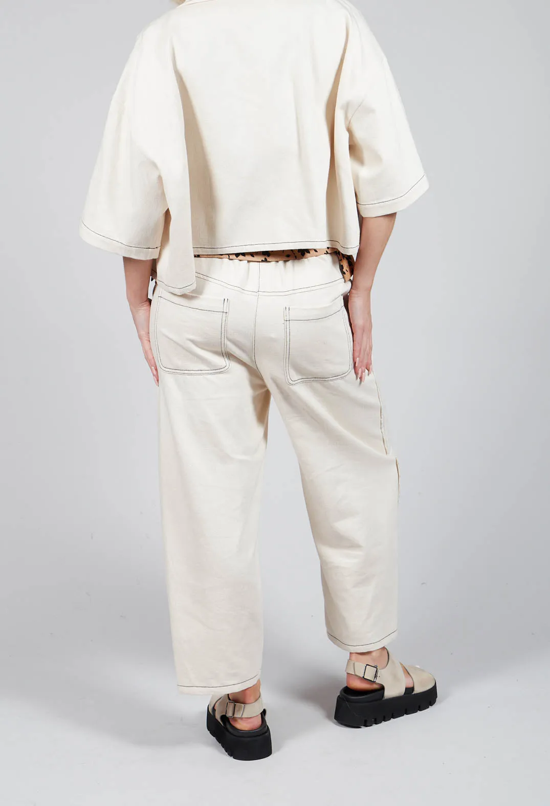 Raw Hemmed Jean Trousers in Off White