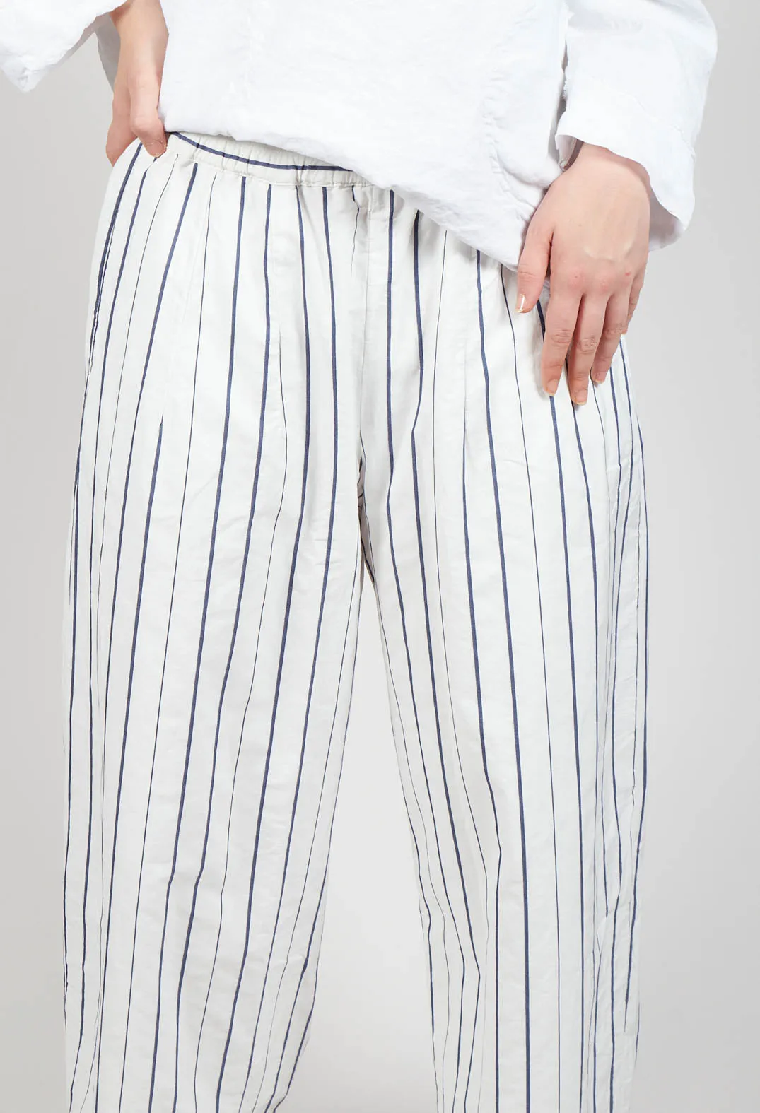 Relaxed Wide Leg Trousers in Abisso Stripe