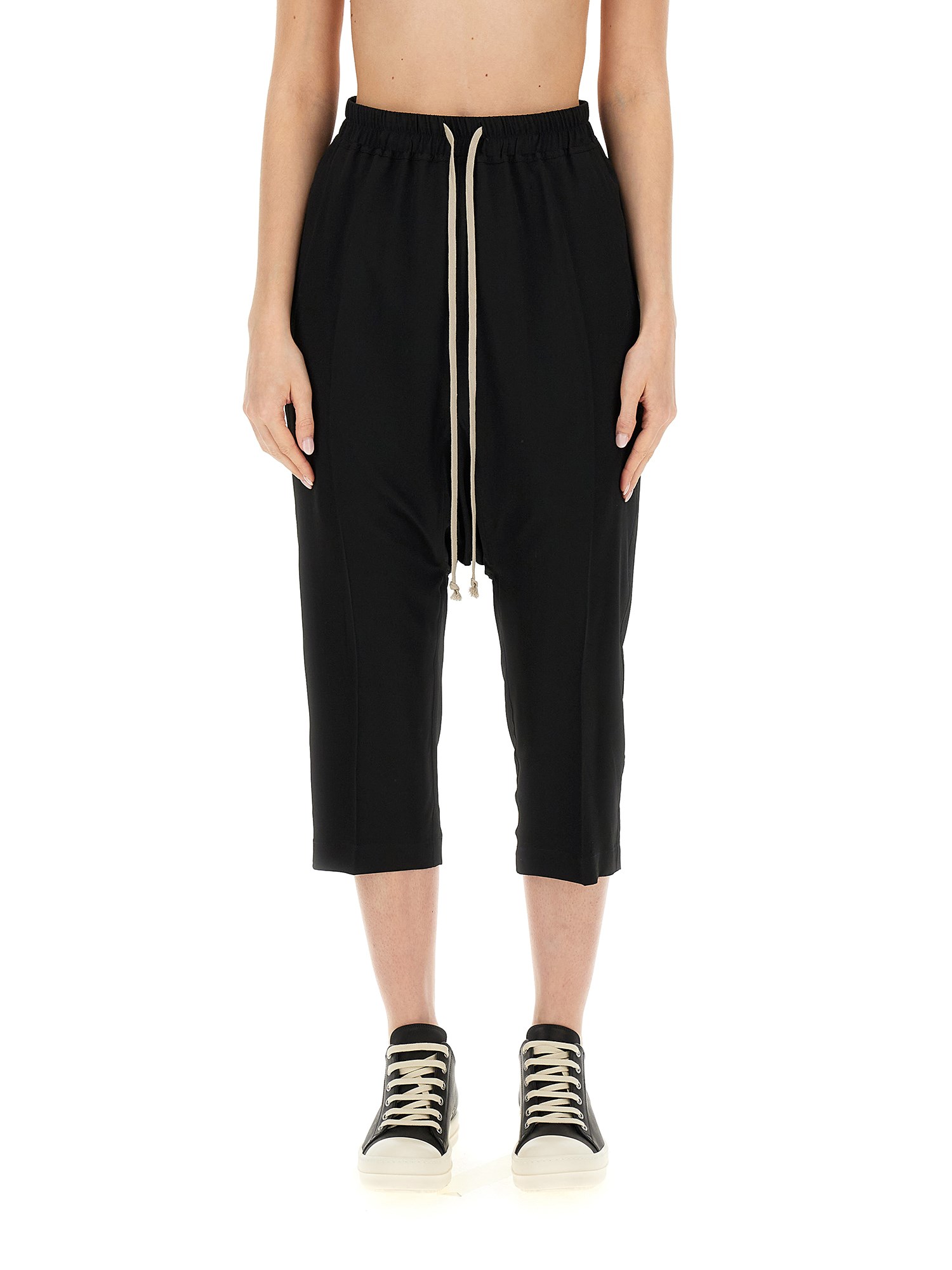 RICK OWENS    DRAWSTRING CROPPED PANTS