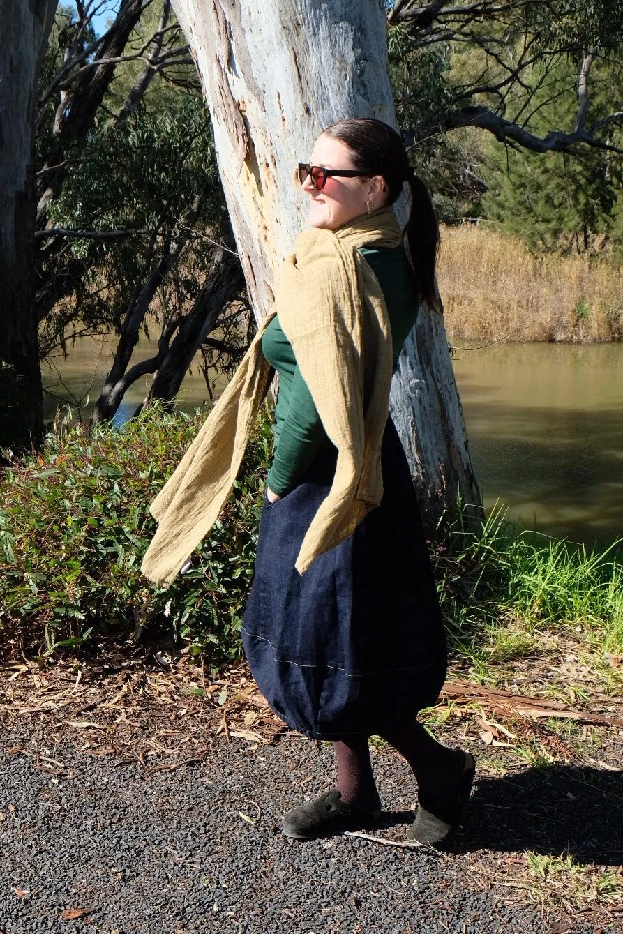 Rustic Scarf Raw Linen Gauze - Citrine